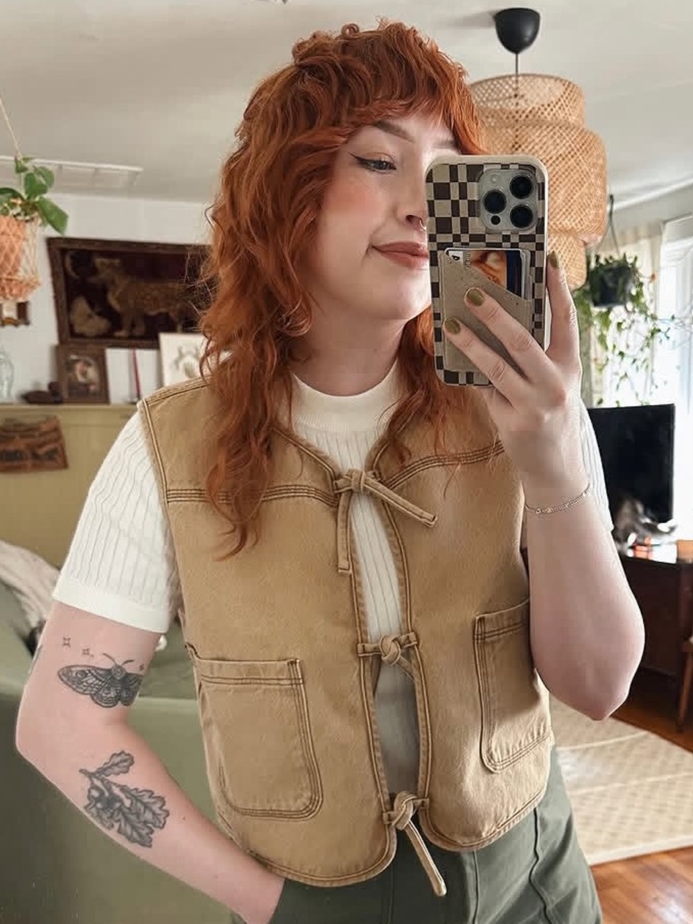 LOFT Neutral Tie-Front Utility Vest in Light Taupe